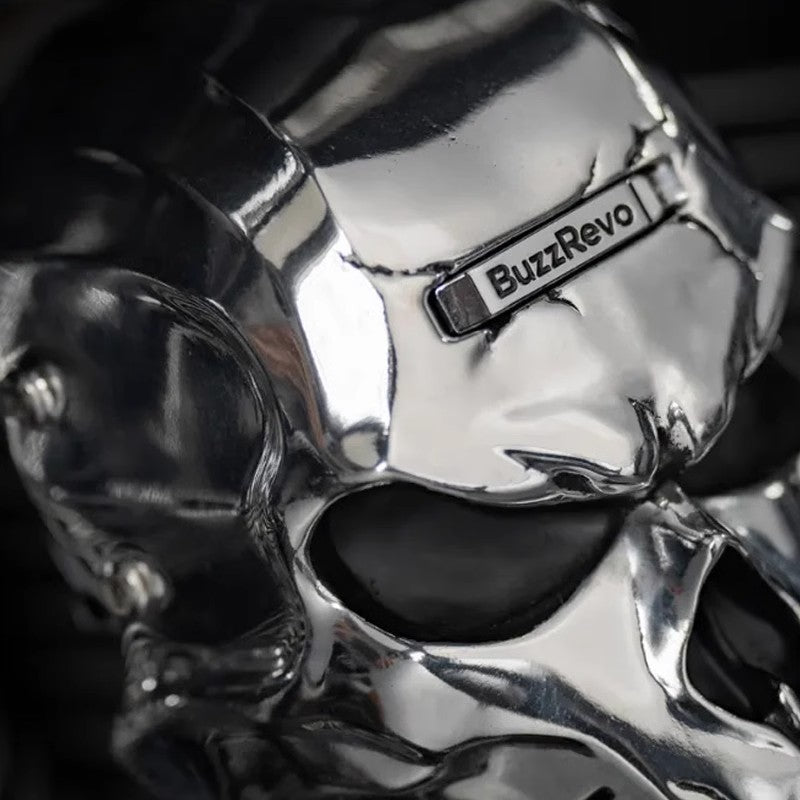 BuzzRevo Harley horn cover. For Glide ST CVO and Road King. Modified chrome-plated horn decoration cover with skull.