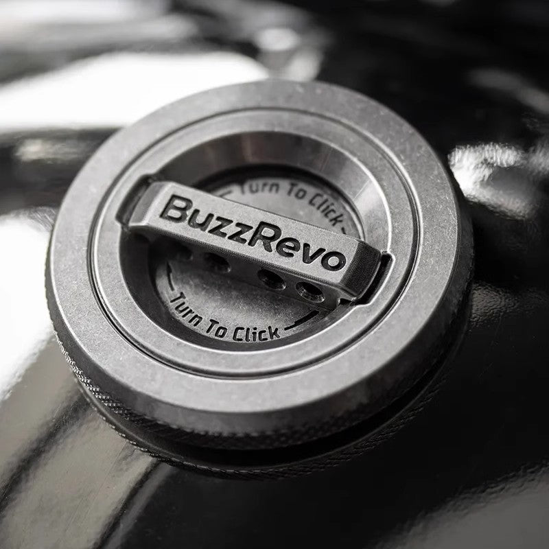 BuzzRevo Harley gas tank cap. Suitable for Road King, Street Bob and Softail Fat Boy. Modified blackened hidden gas tank cap.