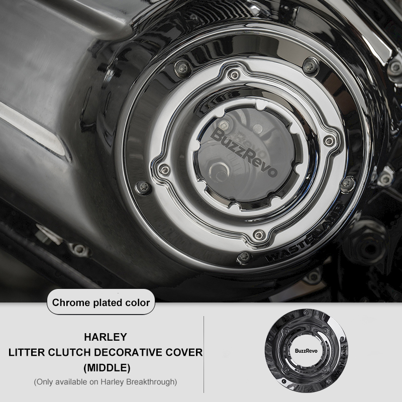 BuzzRevo Harley clutch cover. Motorcycle modified transparent clutch cover for M8 engine. Softail. Touring.